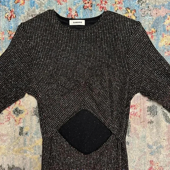 NEW Sandro Embellished Cut-Out Dress - Picture 3 of 4